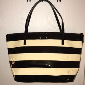 Kate Spade striped tote with hot pink inside
